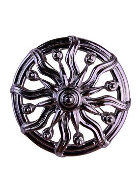 Monet Womens Silver Tone Metal Sunburst Brooch Vintage Filigree Circular Design